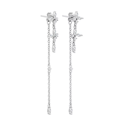 Earrings for Women | Dainty Stainless Steel Chain Design with Flower Accents 2