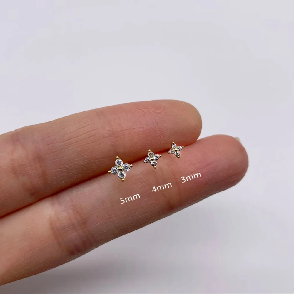 Earrings for Women | Hypoallergenic Flower Studs in S925 Sterling Silver with CZ Pave Stones 0
