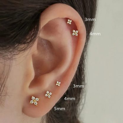 Earrings for Women | Hypoallergenic Flower Studs in S925 Sterling Silver with CZ Pave Stones 1