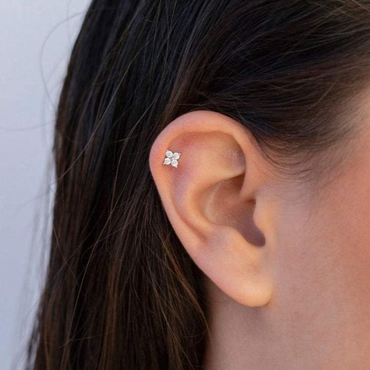 Earrings for Women | Hypoallergenic Flower Studs in S925 Sterling Silver with CZ Pave Stones 3