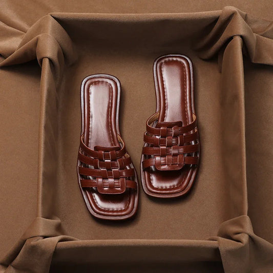 Eco-Leather Woven Slippers 0