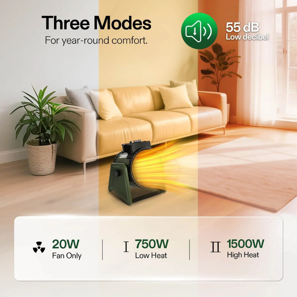 Electric Space Heater | Adjustable Thermostat with Portable Design 2