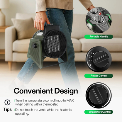 Electric Space Heater | Adjustable Thermostat with Portable Design 3