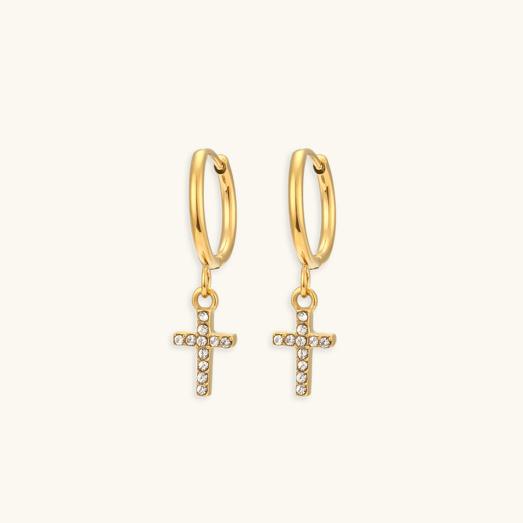 Elegant Gold Earrings | Waterproof 18k Gold with AAAAA Diamond Simulants 10