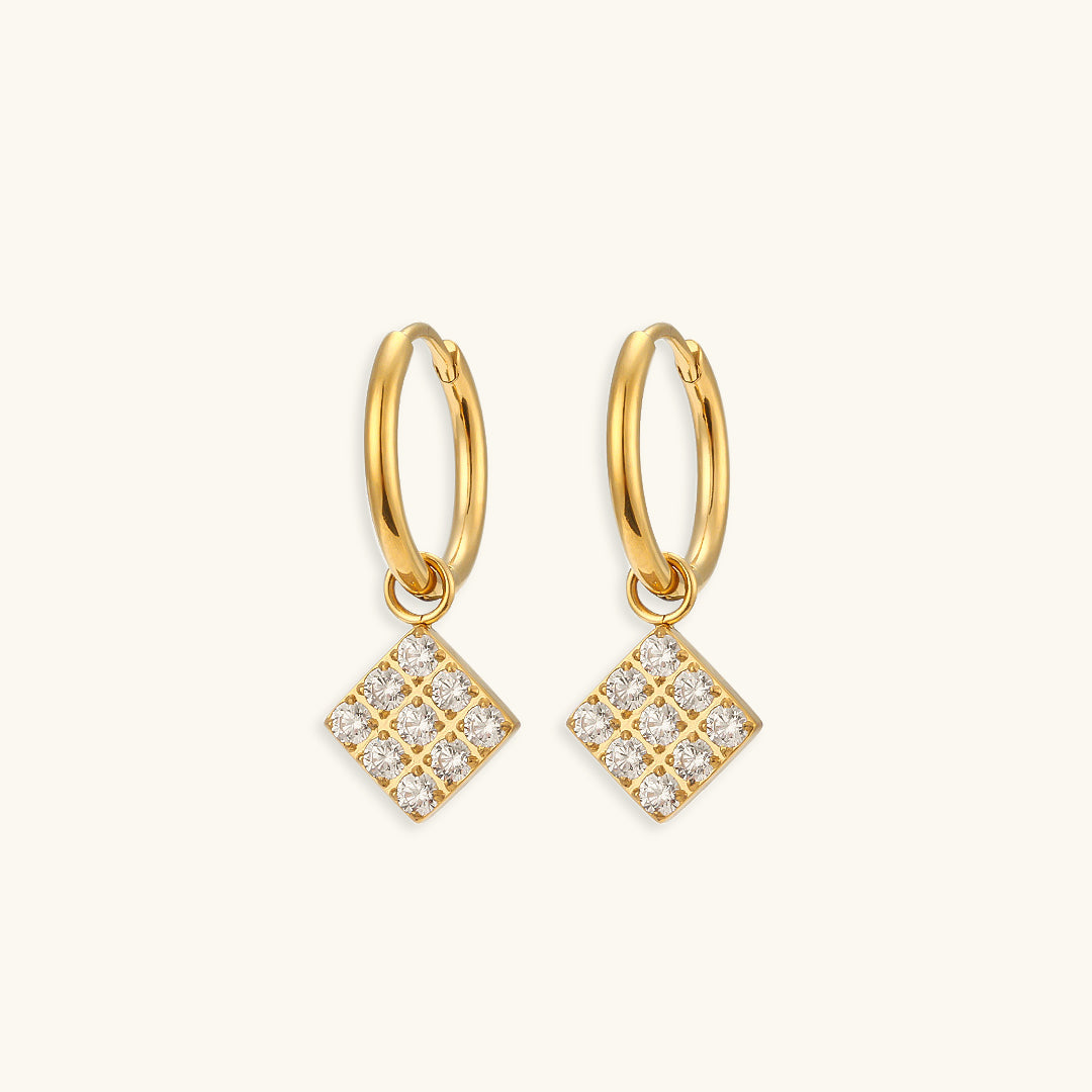 Elegant Gold Earrings | Waterproof 18k Gold with AAAAA Diamond Simulants 8