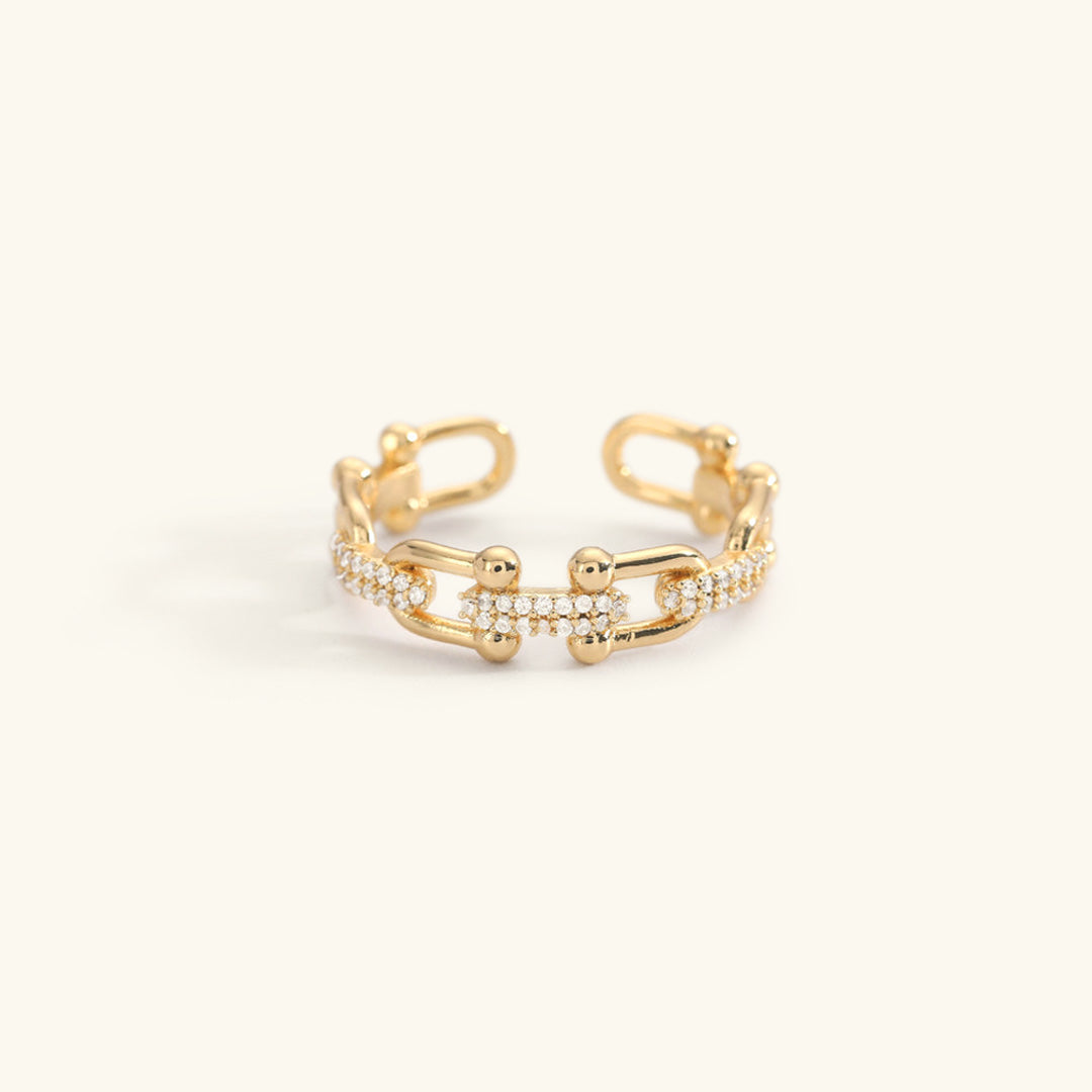 Elegant Gold Ring | Adjustable Open-Ended Design with Diamond Simulants 0