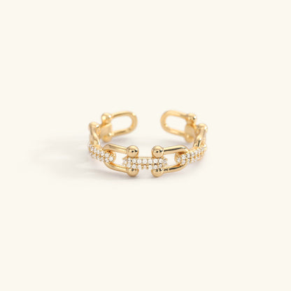 Elegant Gold Ring | Adjustable Open-Ended Design with Diamond Simulants 0