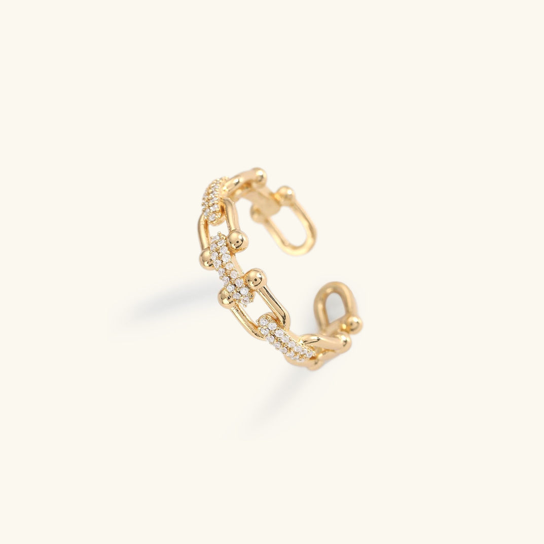 Elegant Gold Ring | Adjustable Open-Ended Design with Diamond Simulants 5