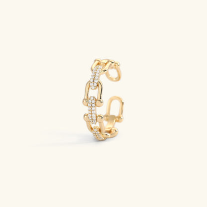 Elegant Gold Ring | Adjustable Open-Ended Design with Diamond Simulants 6