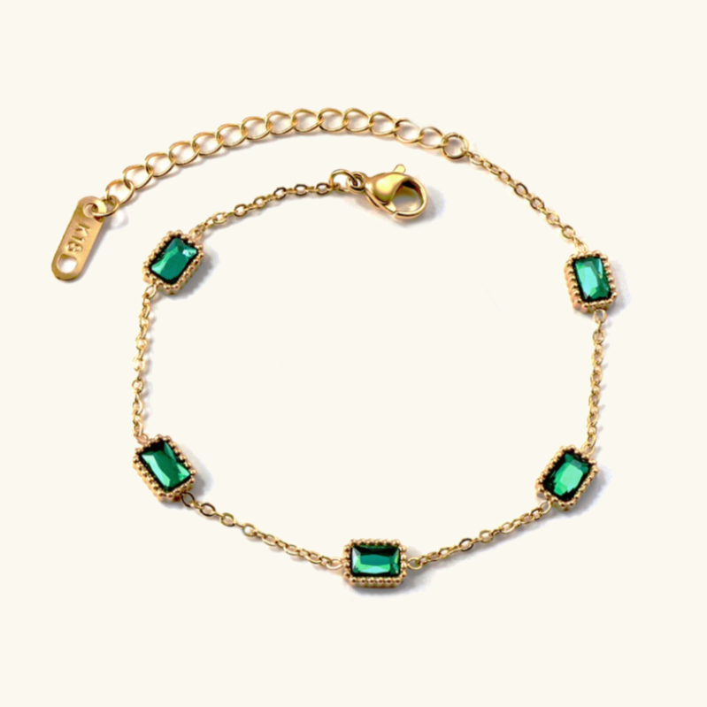 Erin Gold Bracelet | 18k Waterproof Design with Diamond Simulants 0