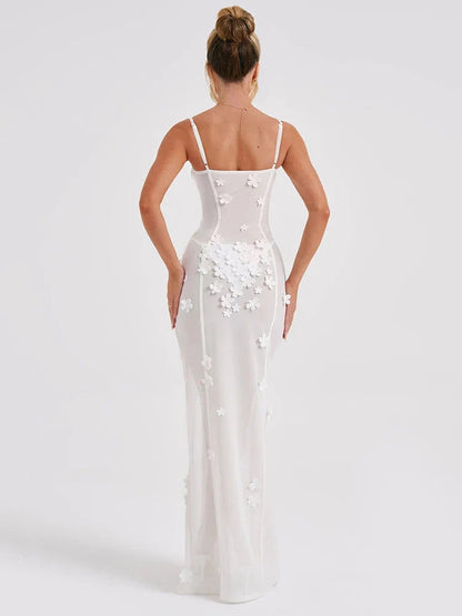 Floral Appliqué Corset Maxi Dress 3