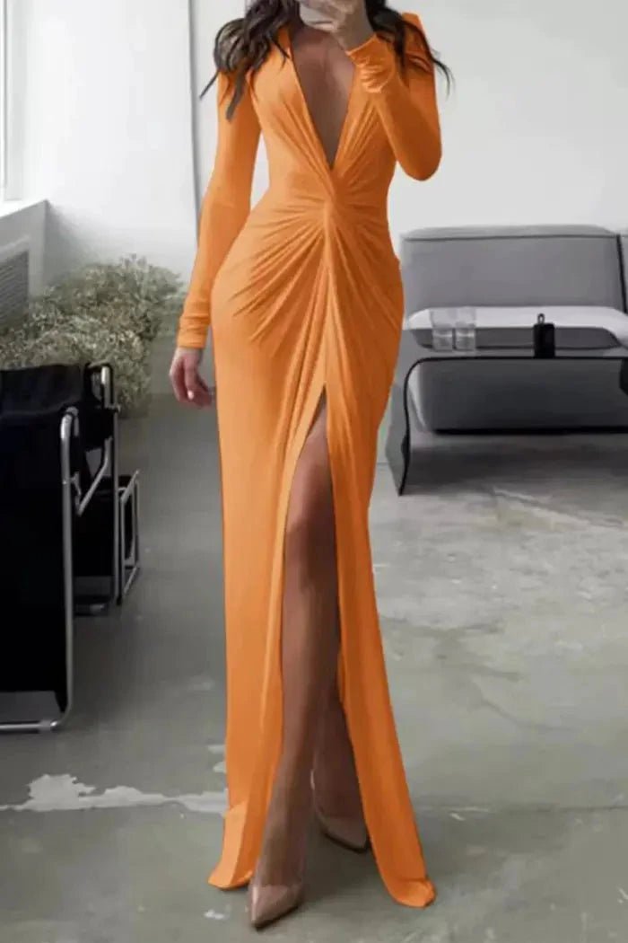 Formal Dress | Elegant V-Neck with Flattering Pleated Accents 10