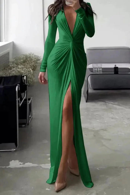 Formal Dress | Elegant V-Neck with Flattering Pleated Accents 12