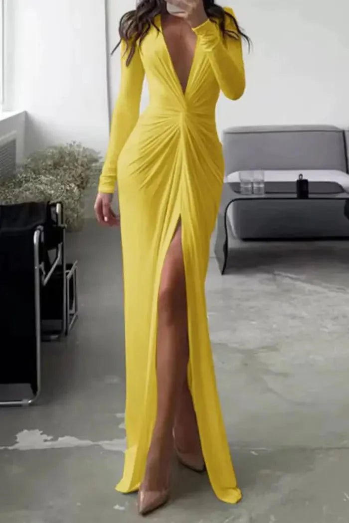 Formal Dress | Elegant V-Neck with Flattering Pleated Accents 13