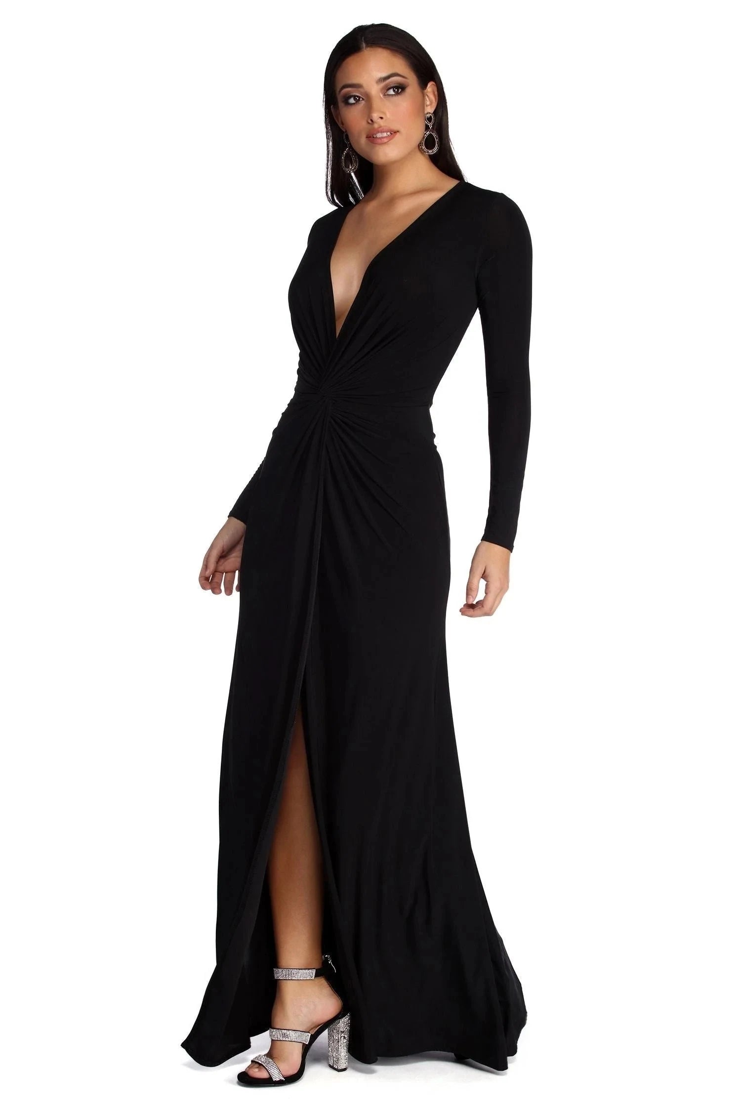 Formal Dress | Elegant V-Neck with Flattering Pleated Accents 4