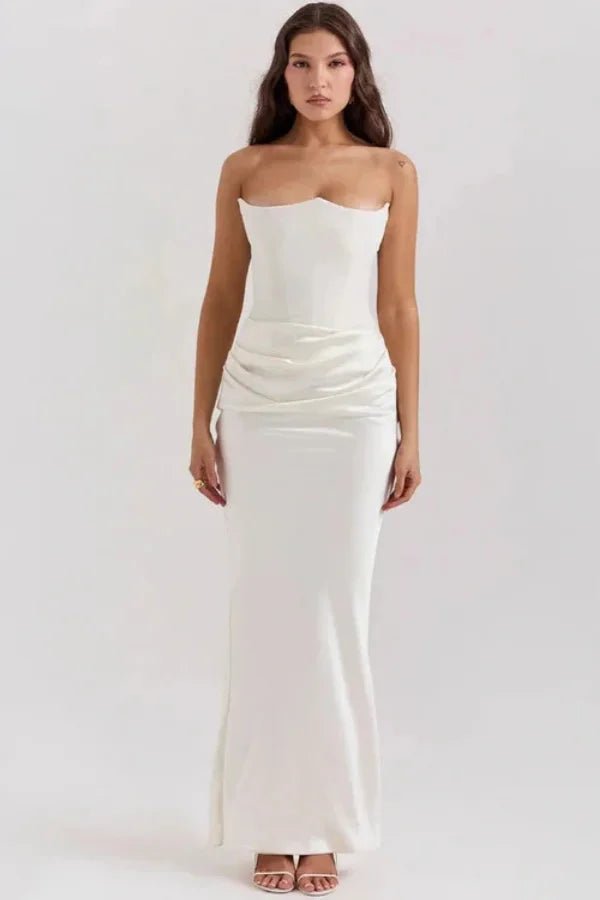 Formal Gown | Sculpted Corset Bodice with Cascading Satin for Elegant Events 0