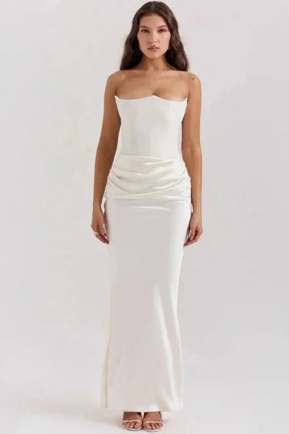 Formal Gown | Sculpted Corset Bodice with Cascading Satin for Elegant Events 0