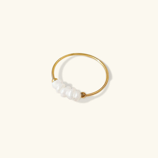 Freshwater Pearl Gold Ring | 18K Gold Plated, Hypoallergenic Design 0