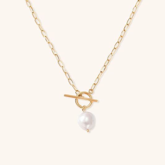 Freshwater Pearl Necklace | Waterproof Gold Chain with Elegant Design 0