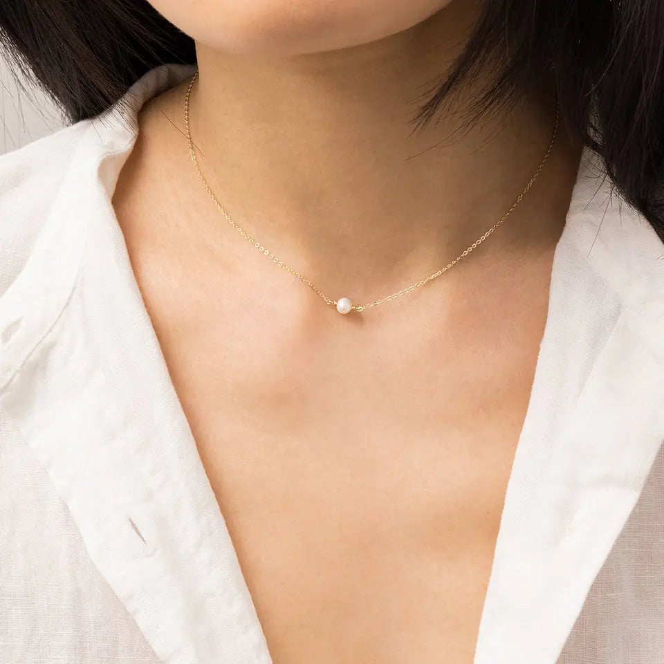 Freshwater Pearl Necklace | Waterproof Gold Chain with Elegant Design 3