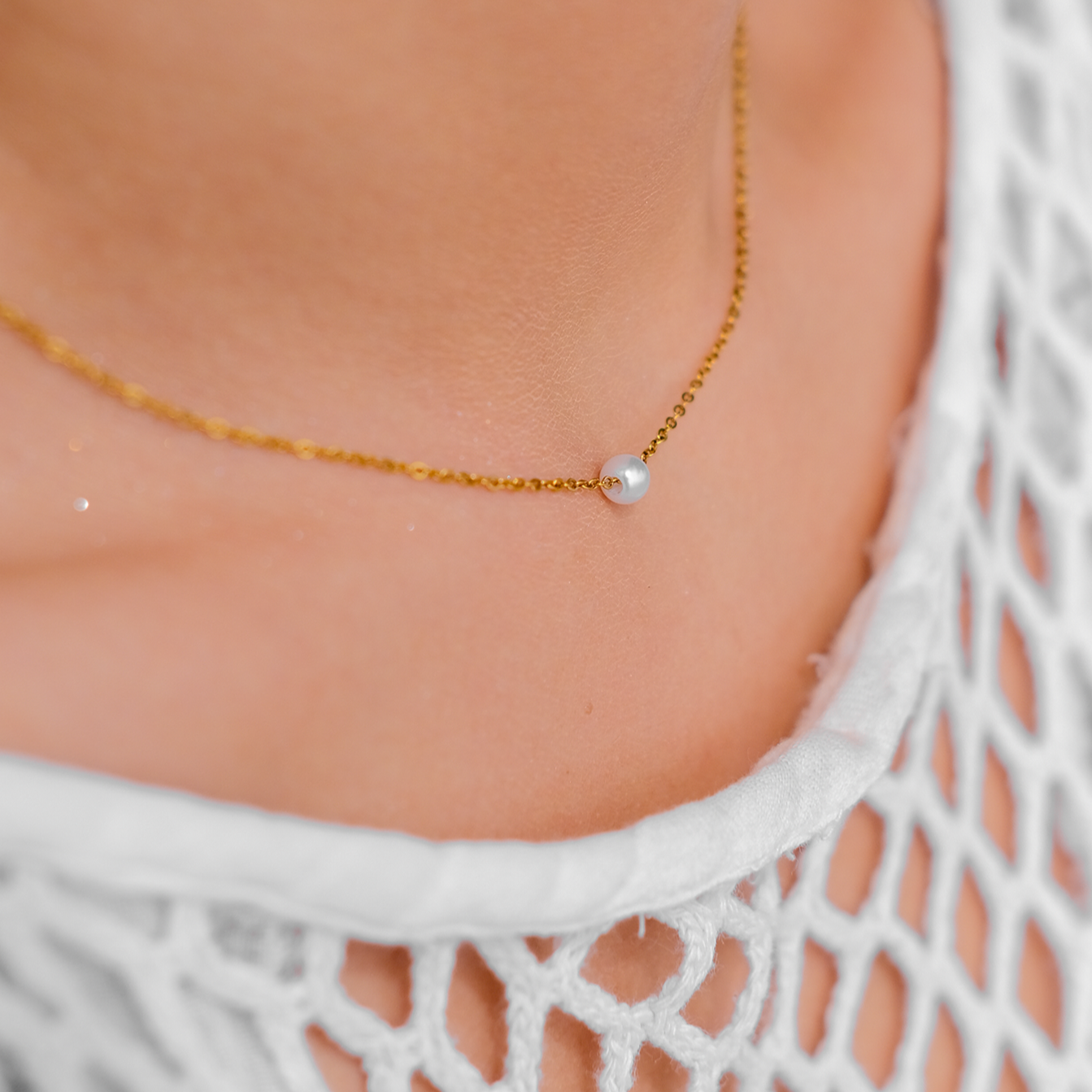 Freshwater Pearl Necklace | Waterproof Gold Chain with Elegant Design 4