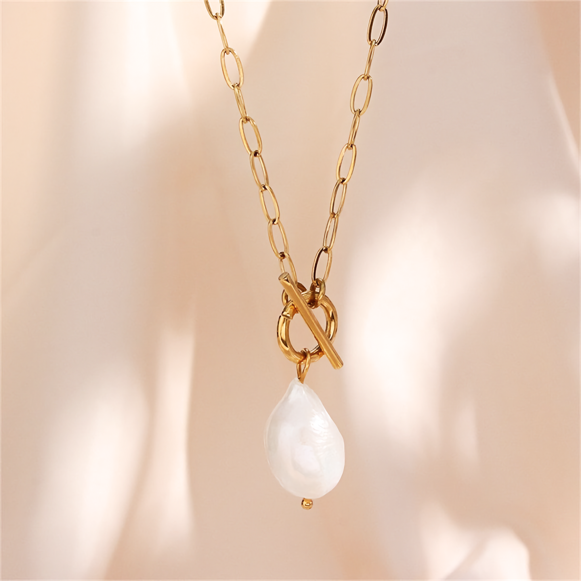 Freshwater Pearl Necklace | Waterproof Gold Chain with Elegant Design 5