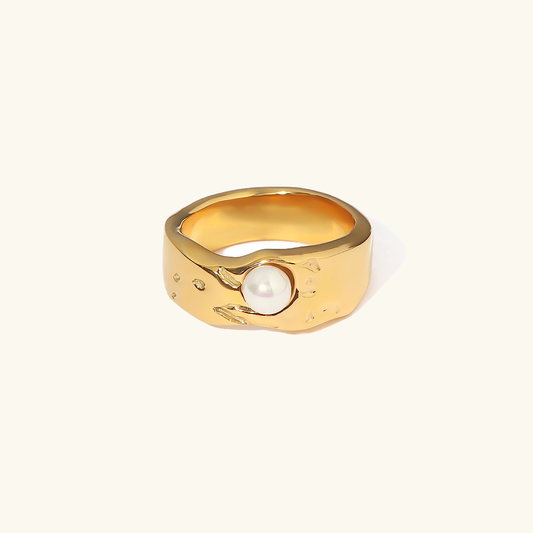 Freshwater Pearl Ring | Hypoallergenic Waterproof Gold Design 0