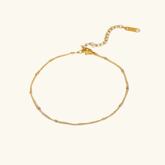 Gold Anklet | 18k Waterproof Chain with Adjustable Fit 0
