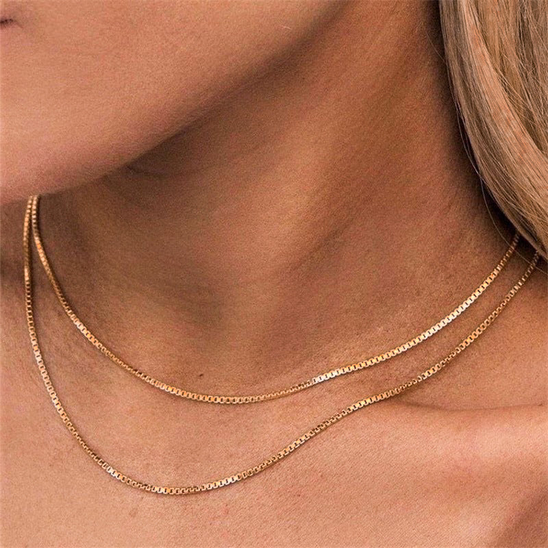 Gold Box Chain Necklace | Chic Stainless Steel-Plated Design 1