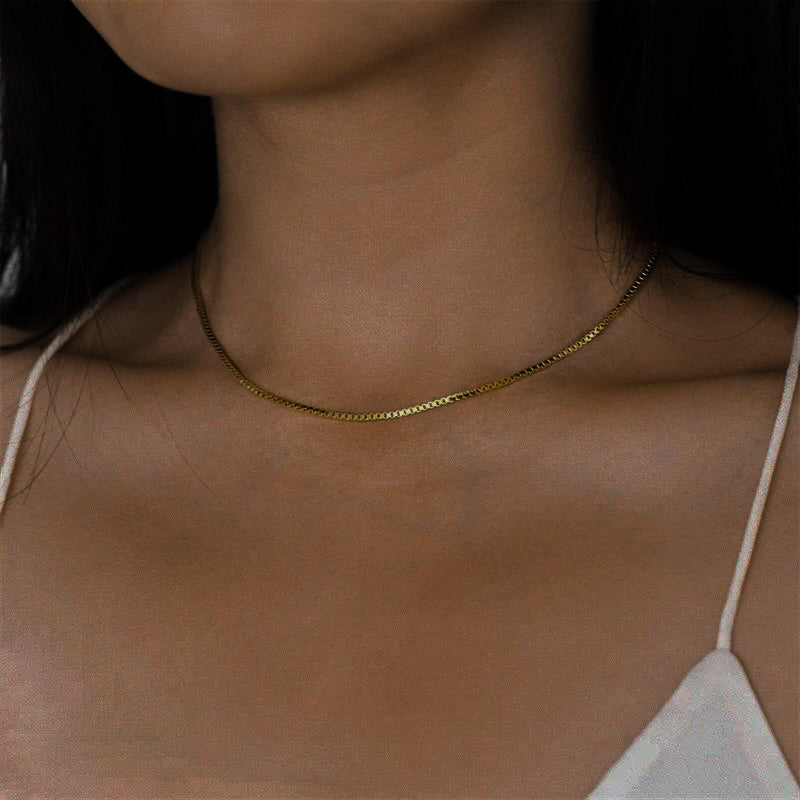 Gold Box Chain Necklace | Chic Stainless Steel-Plated Design 2