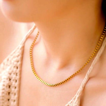 Gold Box Chain Necklace | Chic Stainless Steel-Plated Design 4