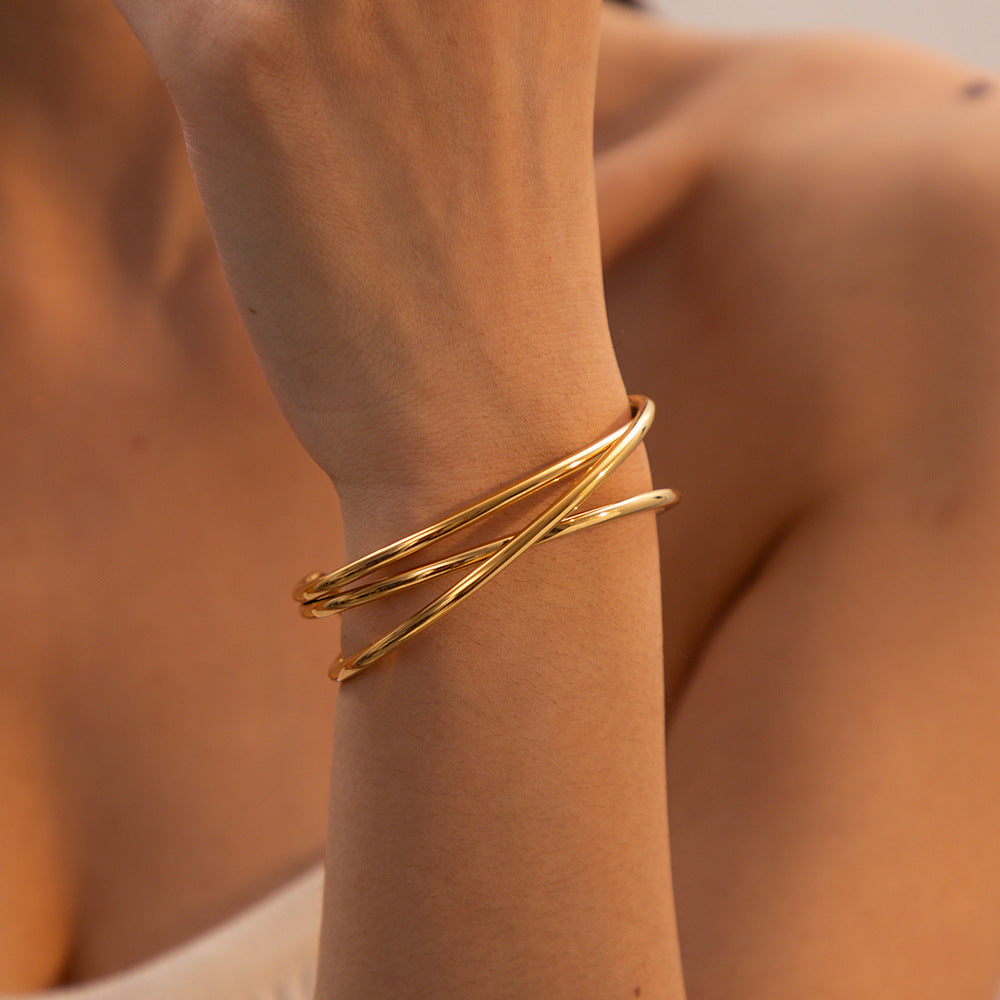 Gold Bracelet | Hypoallergenic Stainless Steel with Diamond Simulants 1