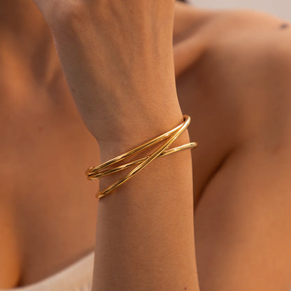 Gold Bracelet | Hypoallergenic Stainless Steel with Diamond Simulants 1