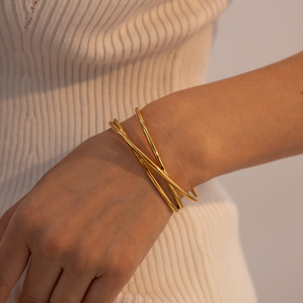 Gold Bracelet | Hypoallergenic Stainless Steel with Diamond Simulants 5