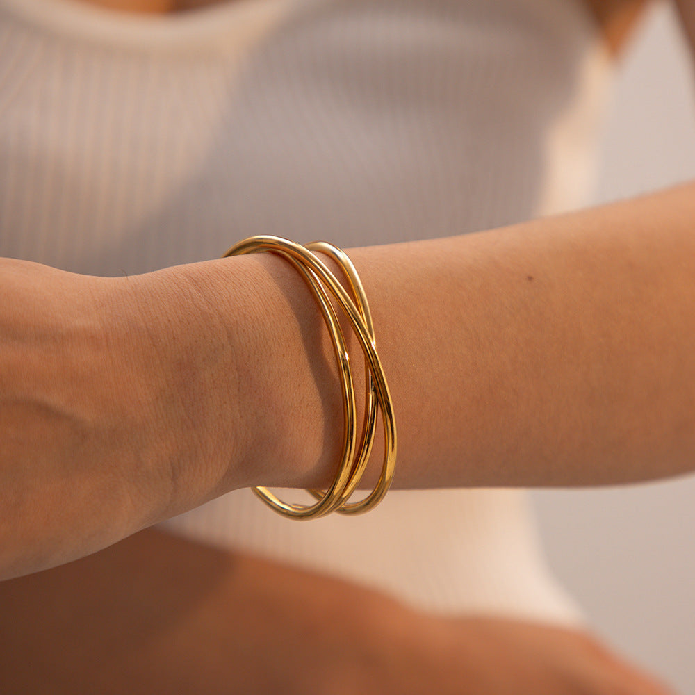 Gold Bracelet | Hypoallergenic Stainless Steel with Diamond Simulants 6