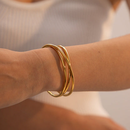 Gold Bracelet | Hypoallergenic Stainless Steel with Diamond Simulants 6
