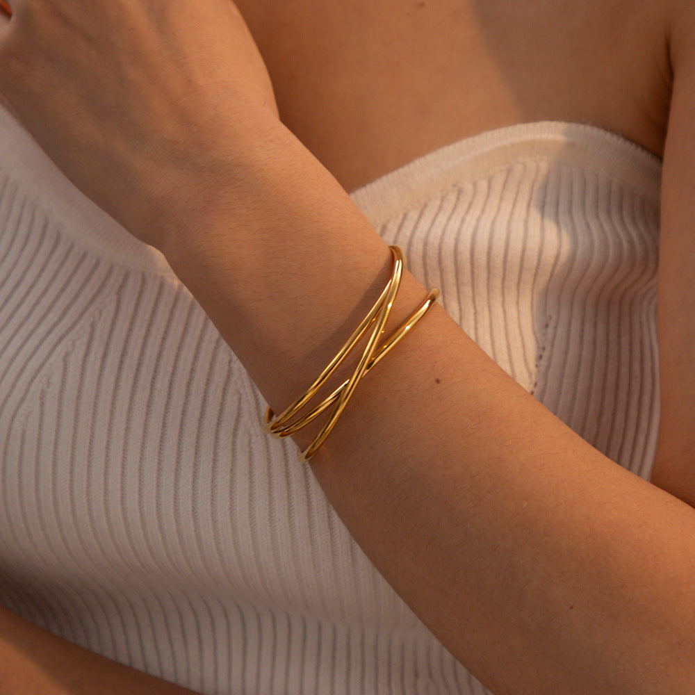 Gold Bracelet | Hypoallergenic Stainless Steel with Diamond Simulants 7