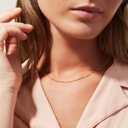 Gold Chain Necklace | Elegant Design with Delicate Beads 1