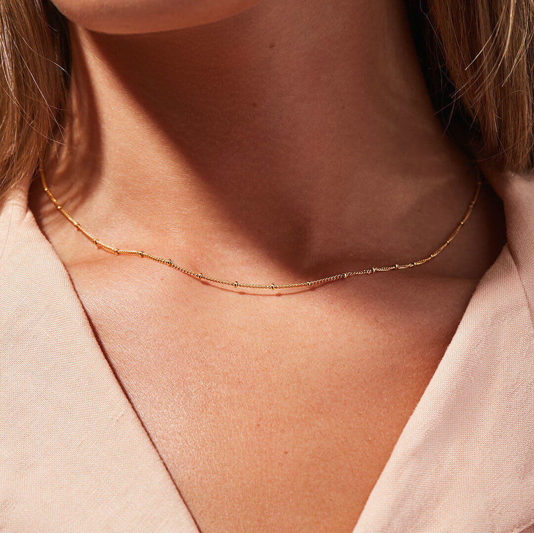 Gold Chain Necklace | Elegant Design with Delicate Beads 2
