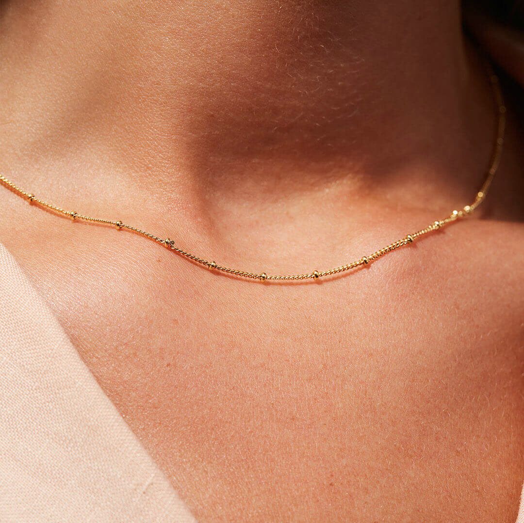 Gold Chain Necklace | Elegant Design with Delicate Beads 3