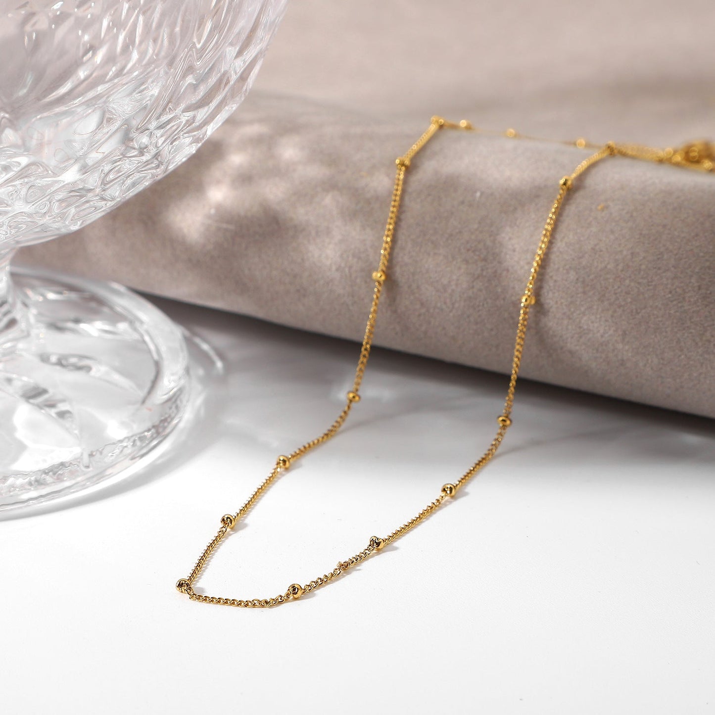 Gold Chain Necklace | Elegant Design with Delicate Beads 4