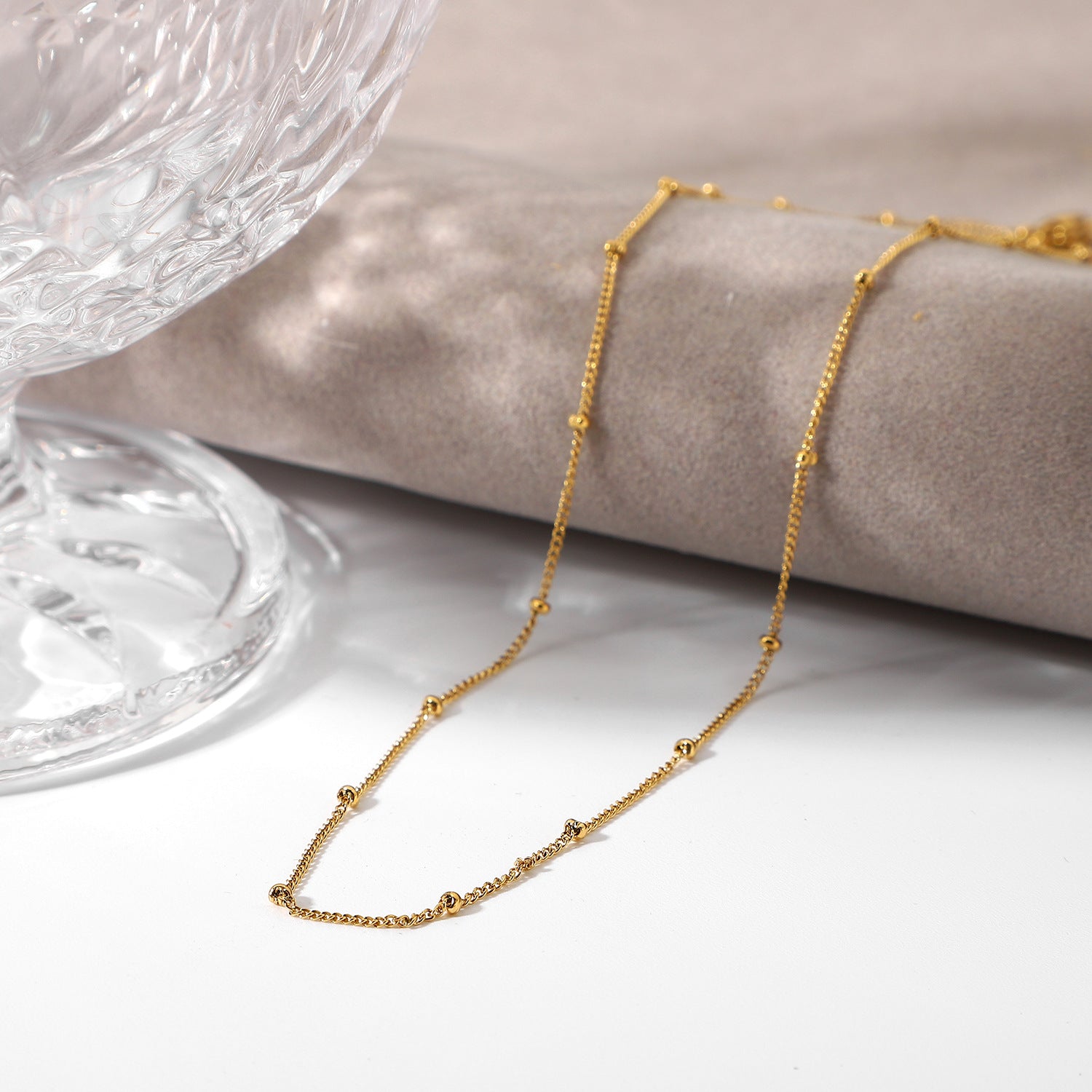 Gold Chain Necklace | Elegant Design with Delicate Beads 4
