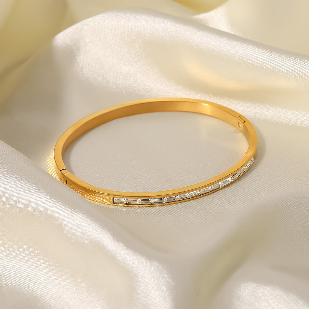 Gold Diamond Bangle | Waterproof Hypoallergenic Stainless Steel 3