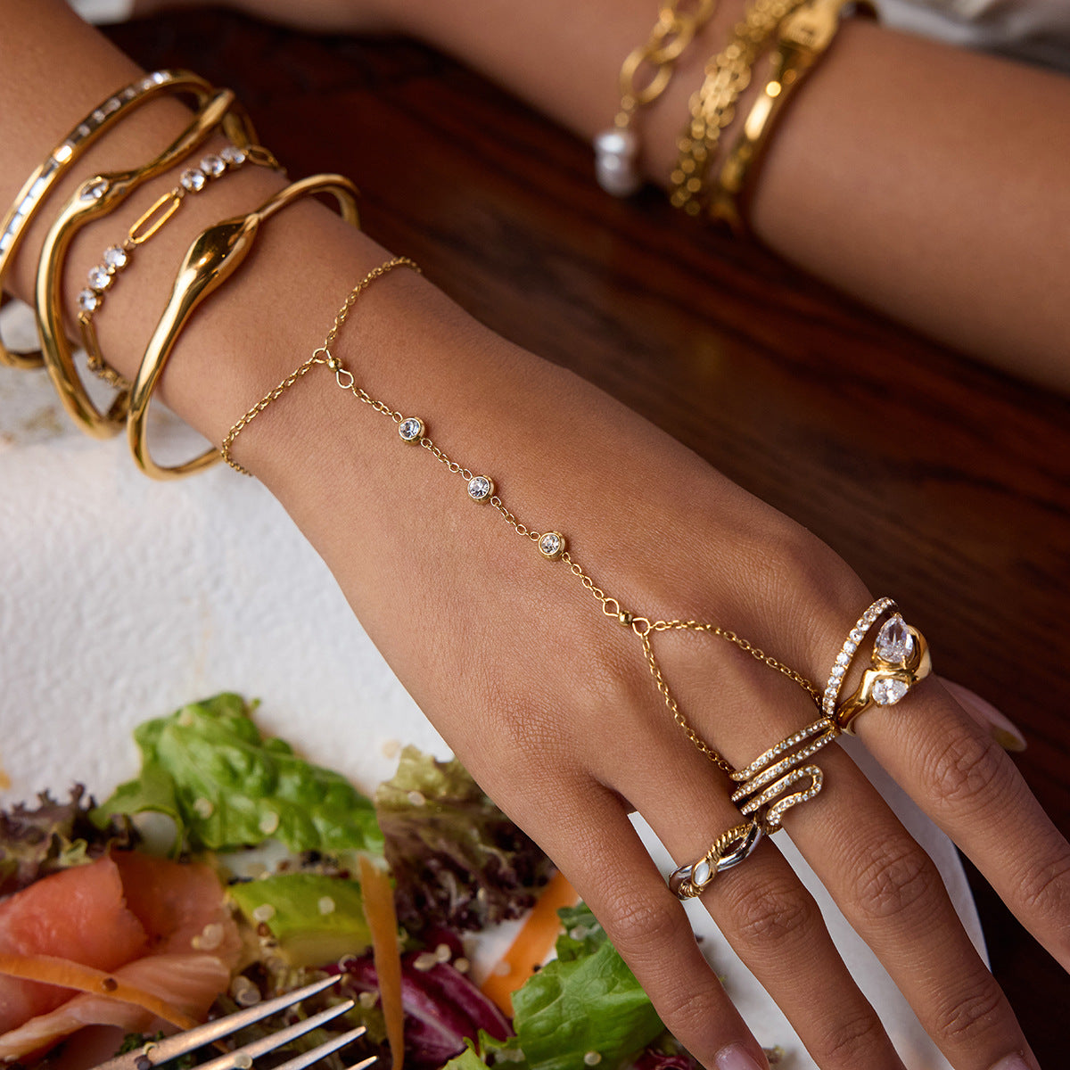 Gold Diamond Bangle | Waterproof Hypoallergenic Stainless Steel 5