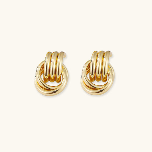 Gold Hoop Earrings | 18k Waterproof Layered Design with Linked Hoops 0