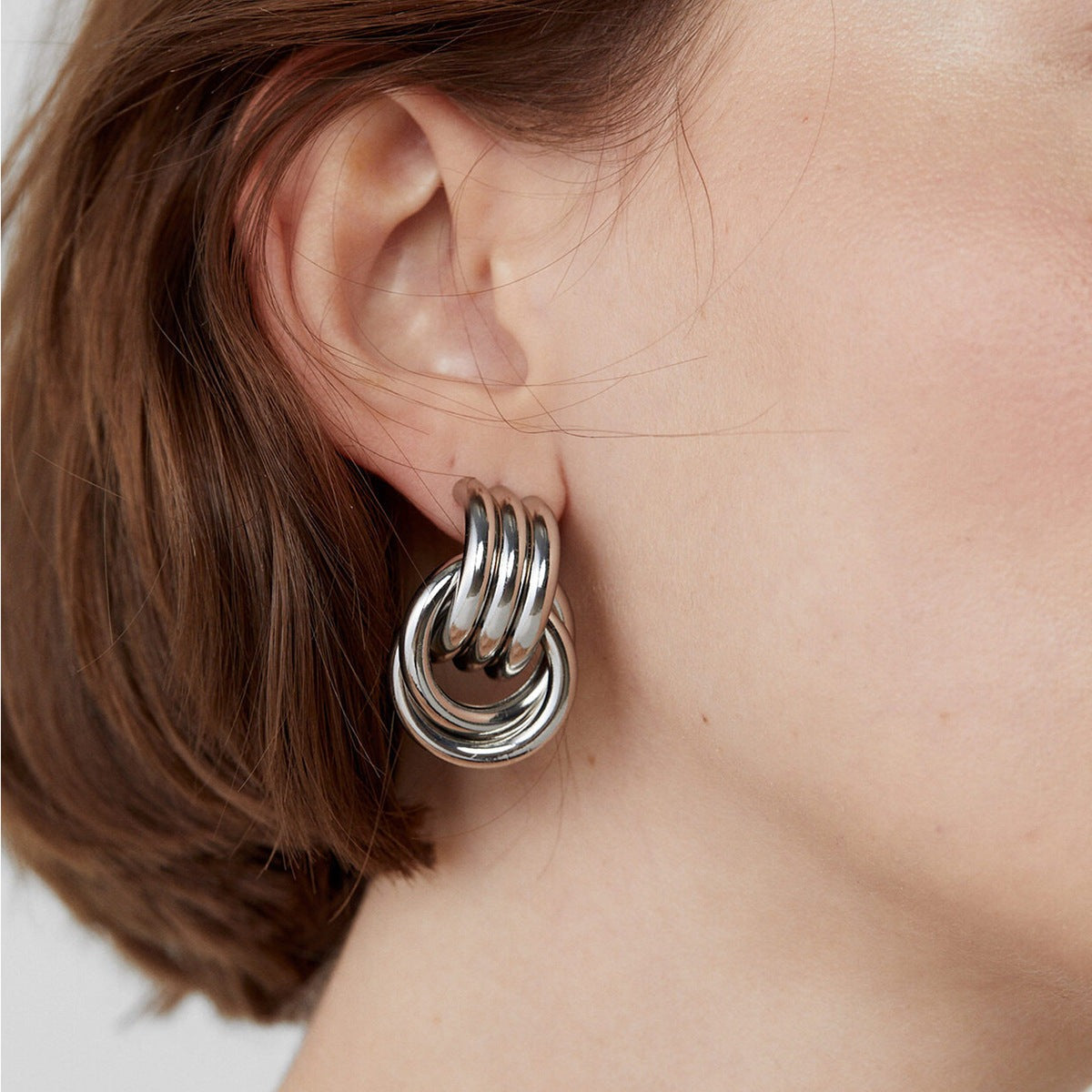 Gold Hoop Earrings | 18k Waterproof Layered Design with Linked Hoops 2