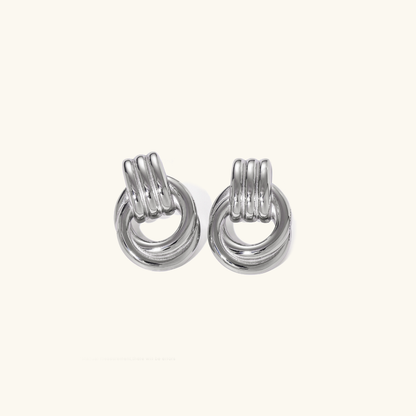 Gold Hoop Earrings | 18k Waterproof Layered Design with Linked Hoops 4