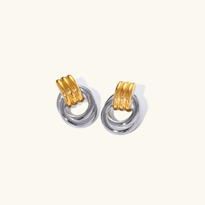 Gold Hoop Earrings | 18k Waterproof Layered Design with Linked Hoops 5