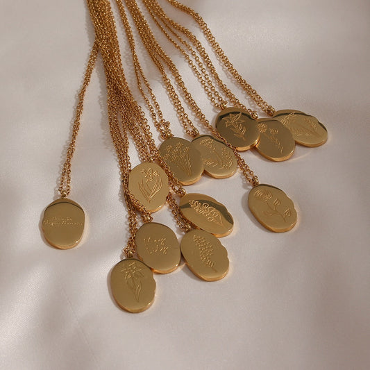 Gold Necklace | 18K Plated Stainless Steel Oval Coin with Extender 0
