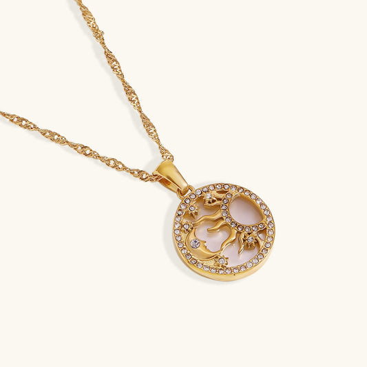Gold Necklace | 18k Waterproof Gold Chain with Cosmic Pendant 0
